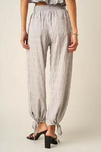 Textured Drawstring Hem Barrel Pants