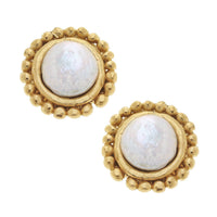 Gold with Coin Pearl Pierced Earrings by Susan Shaw