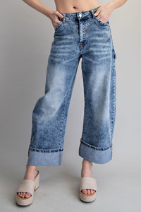 Zipper Front Rolled Up Hem Pants for Women