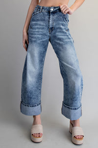 Zipper Front Rolled Up Hem Pants for Women