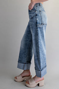 Zipper Front Rolled Up Hem Pants for Women