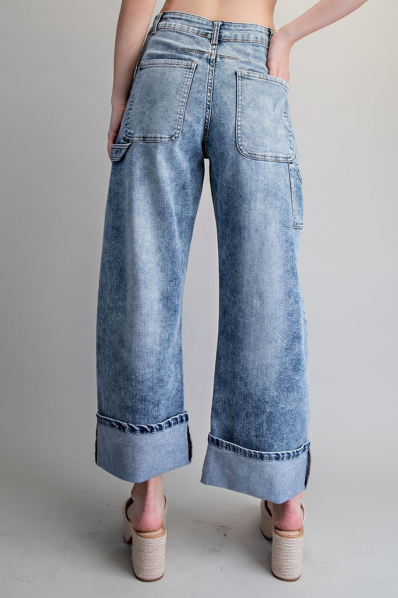 Zipper Front Rolled Up Hem Pants for Women