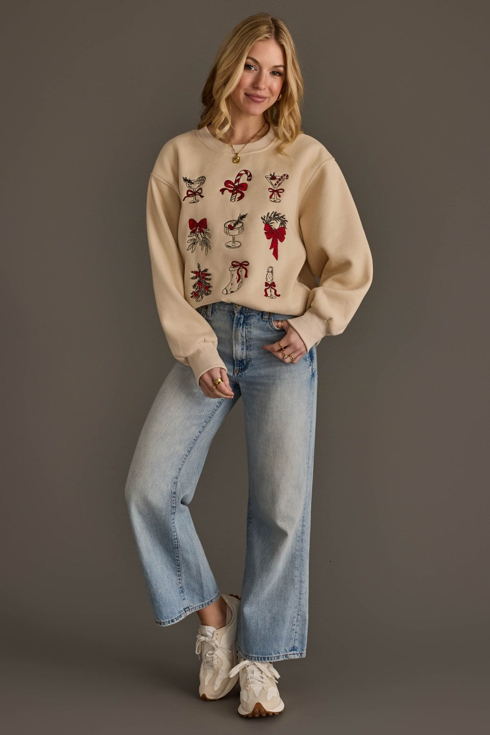 Merry & Bright Embroidered Sweatshirt