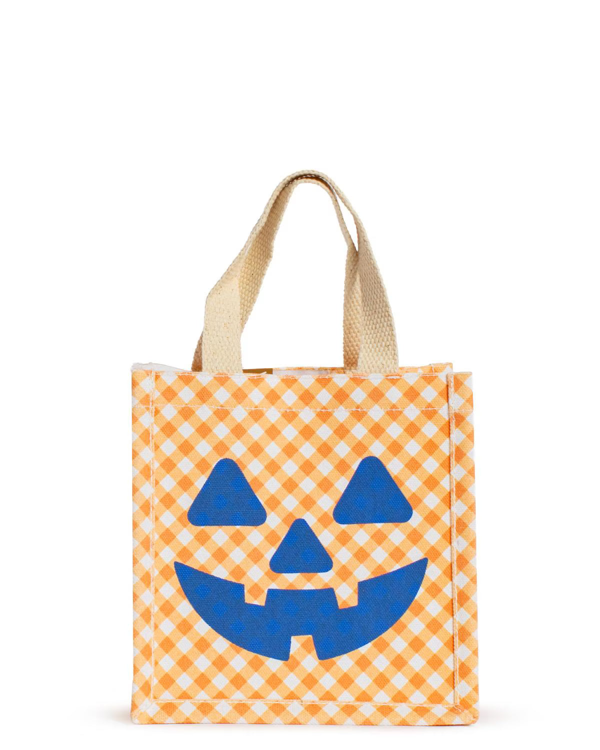 Jack-o-lantern Petite Gift Tote Orange/White/Blue -7x7x5