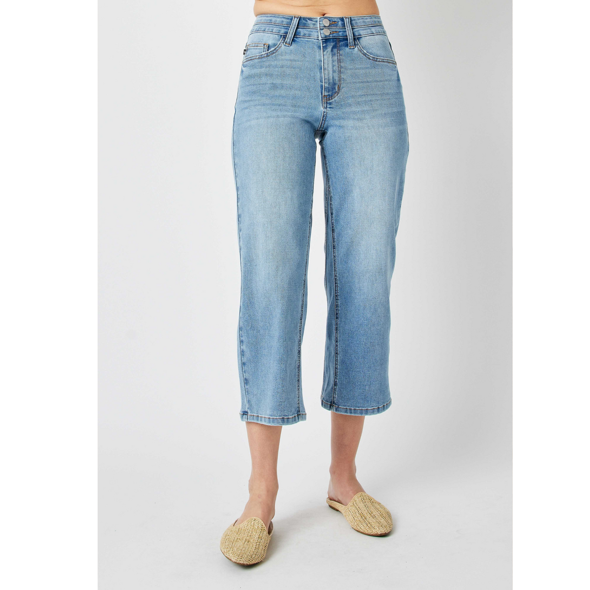 Judy Blue High Waisted Cropped Wide Leg Jeans