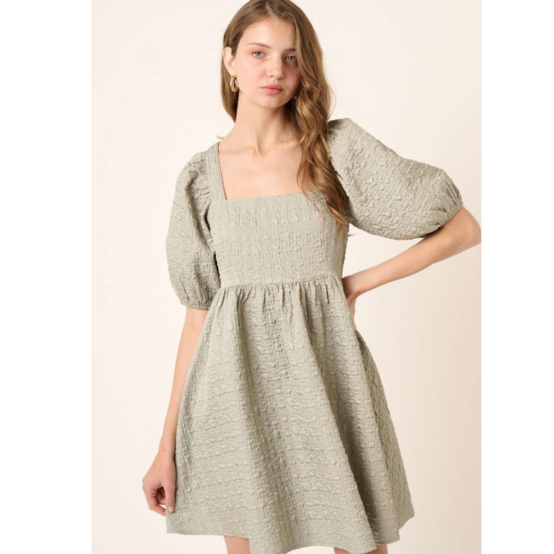 Texture Jacquard Babydoll Dress