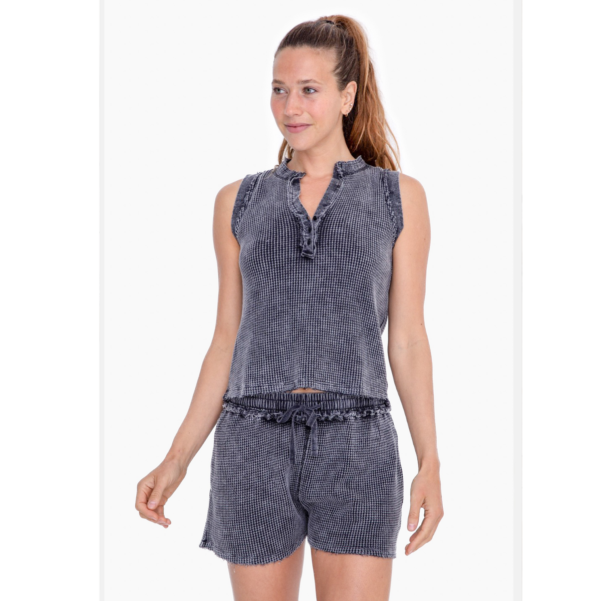 Mono B Distressed Mineral Washed Tank Top