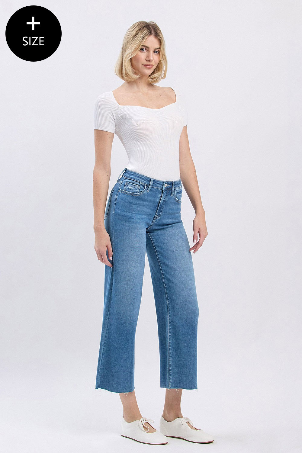 Curvy Blue Skies Crop Jeans by Vervet