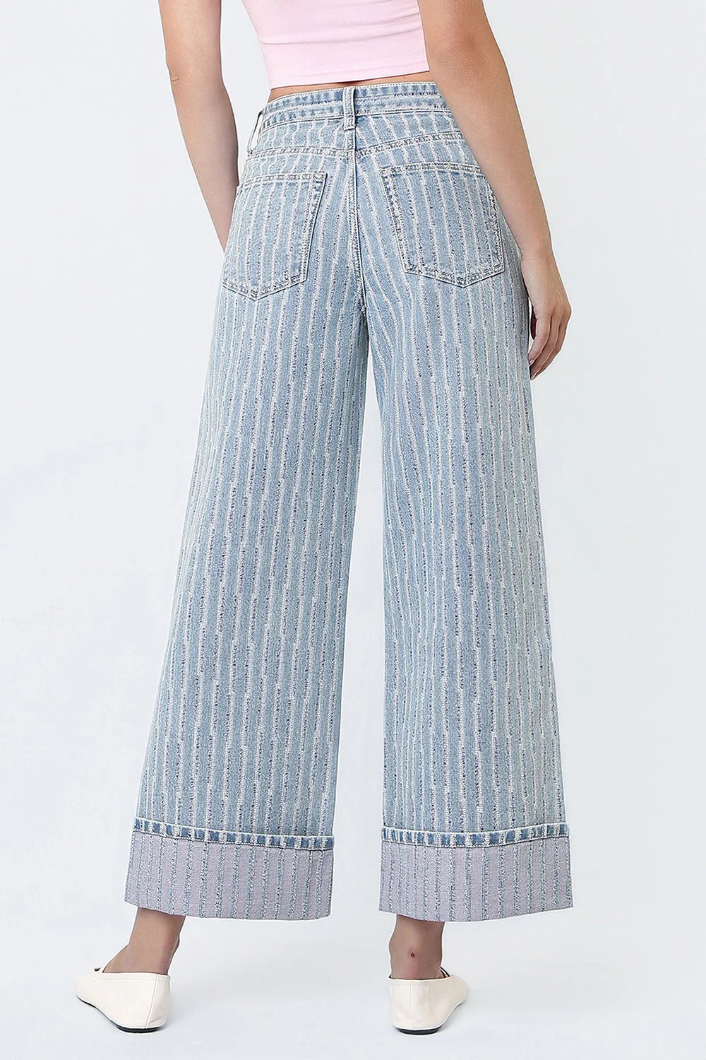 Coastal Pinstriped High Rise Jeans by Flying Monkey