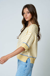 Stripe Sweetheart Trim Sweater
