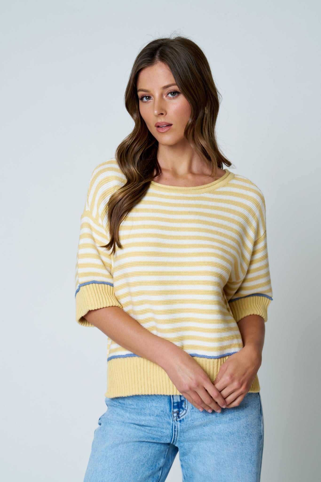 Stripe Sweetheart Trim Sweater