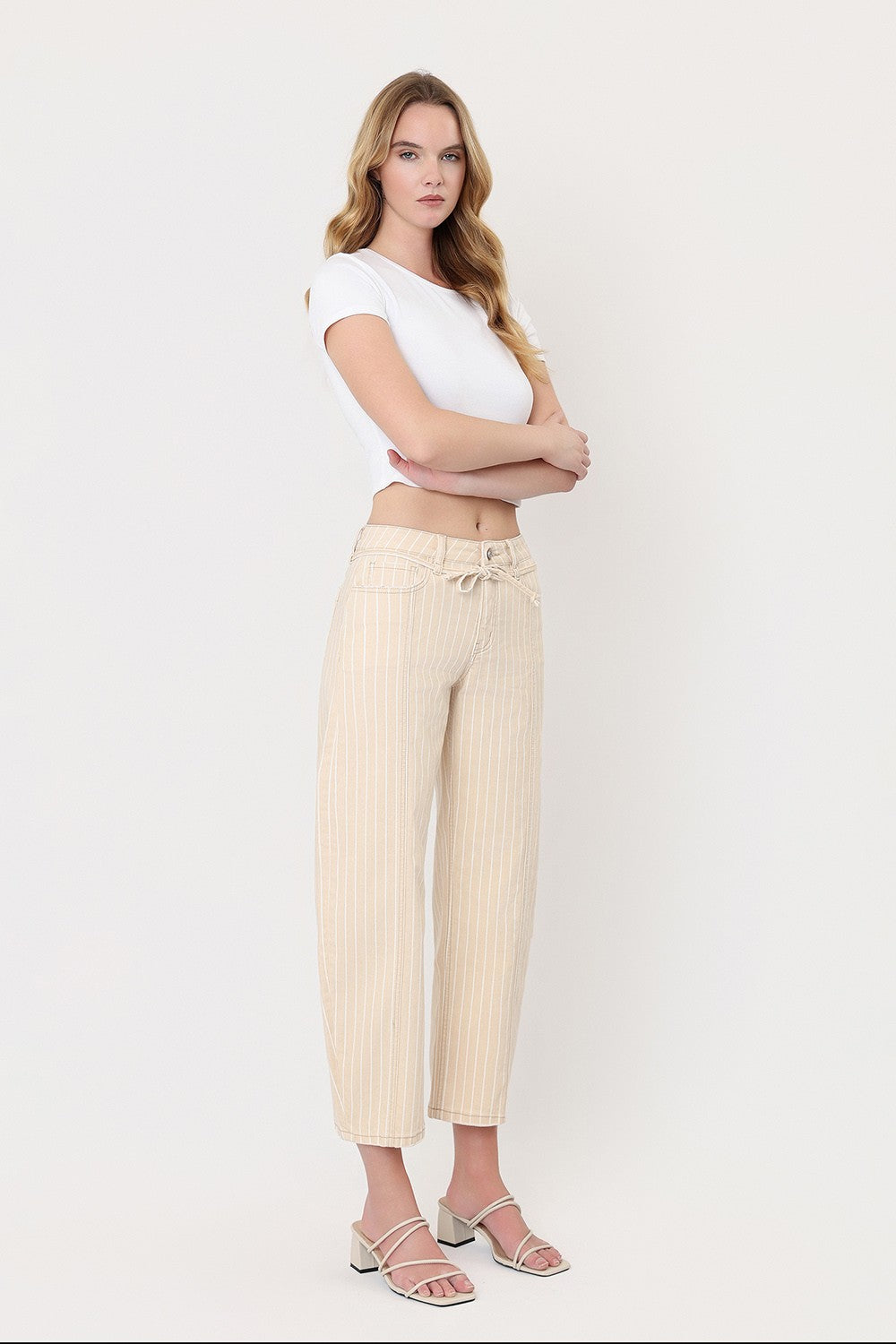 Harbor Stripe Barrel Jeans