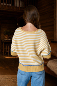 Stripe Sweetheart Trim Sweater