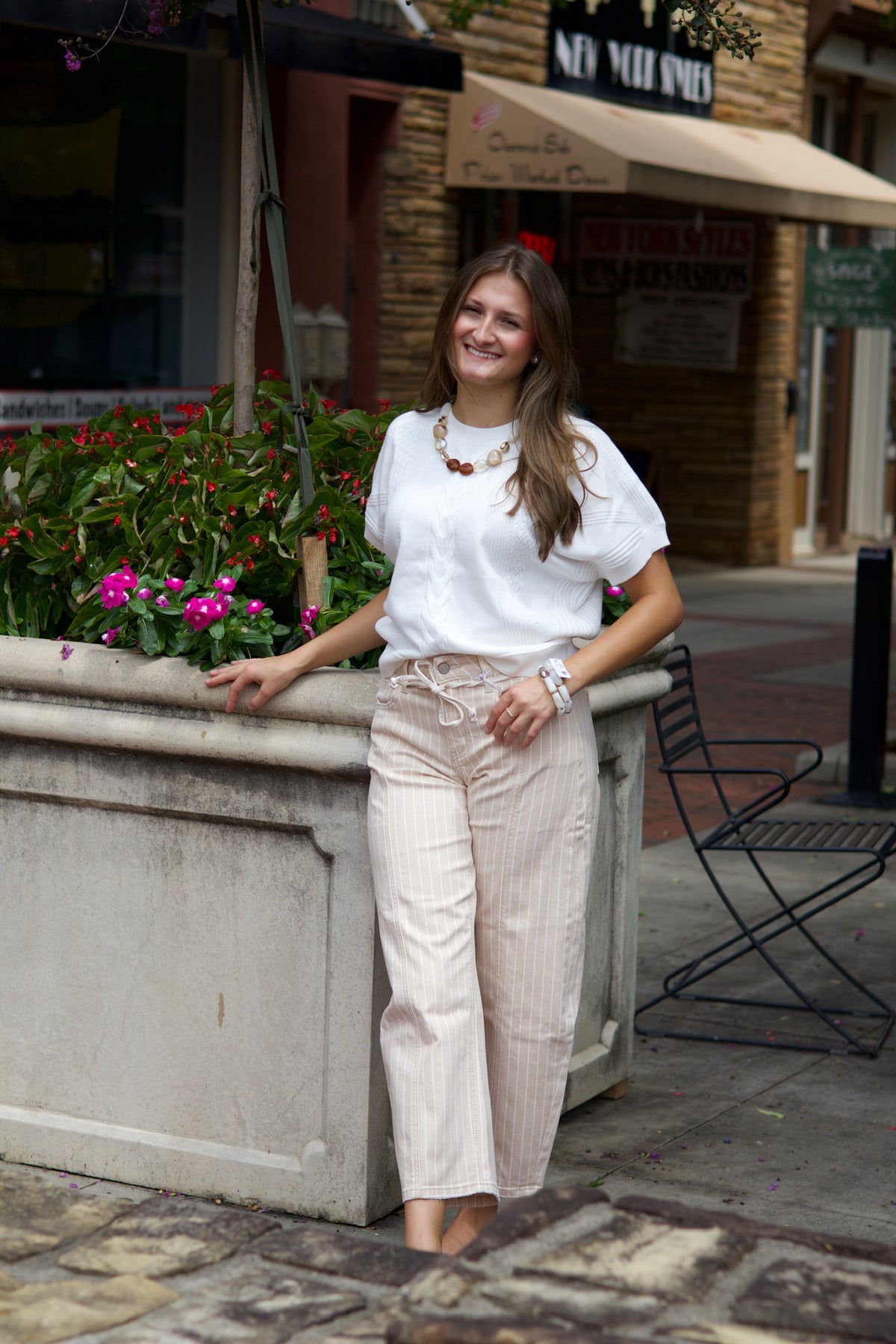 Harbor Stripe Barrel Jeans by Lovervet