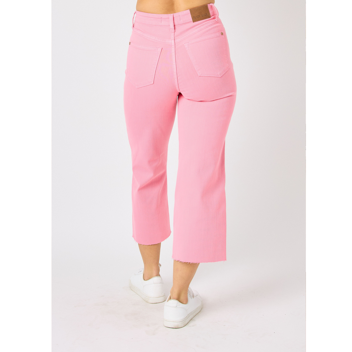 Judy Blue Pink Tummy Control Cropped Wide Leg Jeans