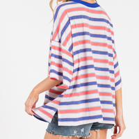 USA Oversized Patch Stripe Tee