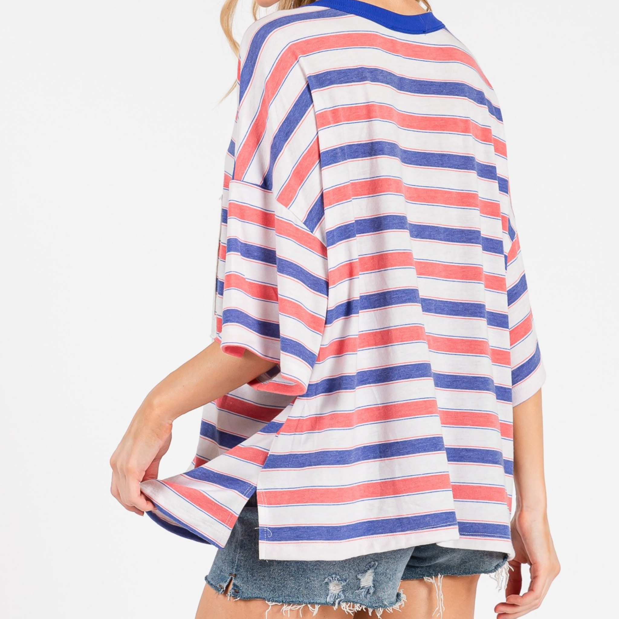 USA Oversized Patch Stripe Tee