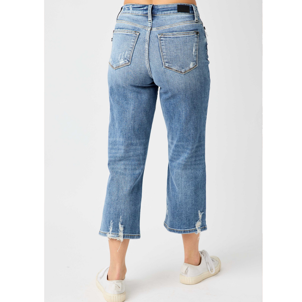 Judy Blue High Waisted Button Fly Wide Leg Crop Jeans