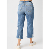 Judy Blue High Waisted Button Fly Wide Leg Crop Jeans