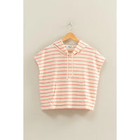 Striped Hooded Top & Drawstring Waist Shorts *Sold Separately