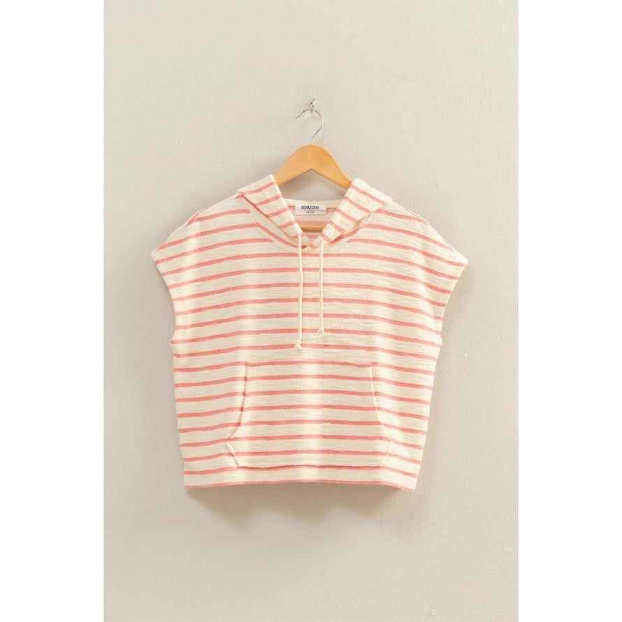 Striped Hooded Top & Drawstring Waist Shorts *Sold Separately