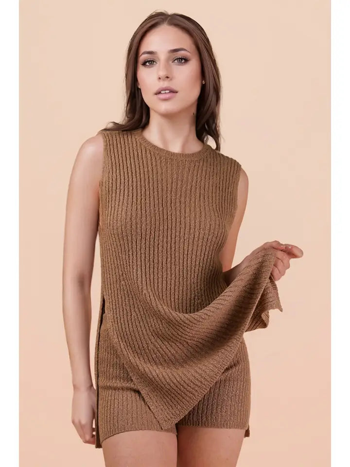 Knit Sweater Comfy Top & Shorts Set