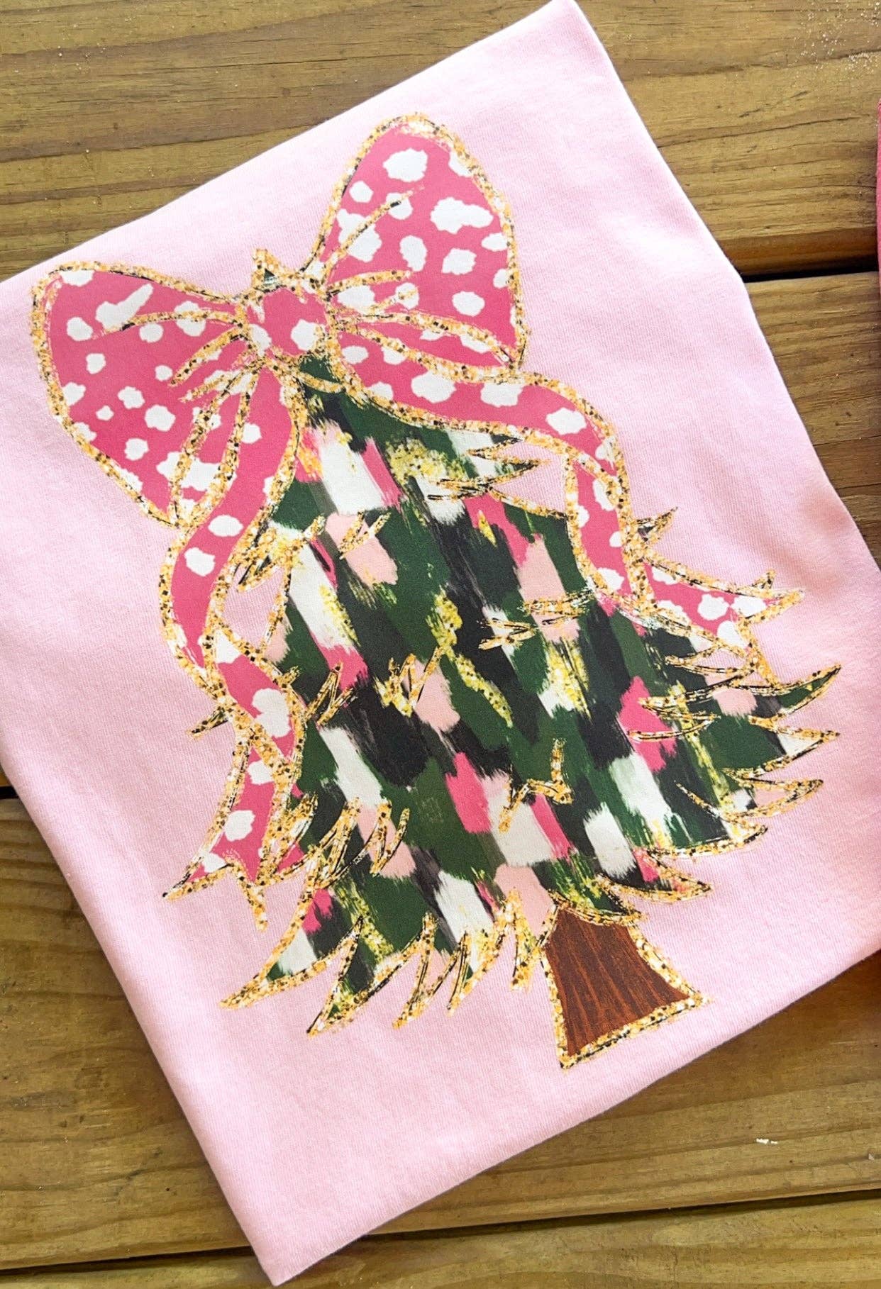 Painted Pink Christmas Tree Graphic Tee*Final Sale
