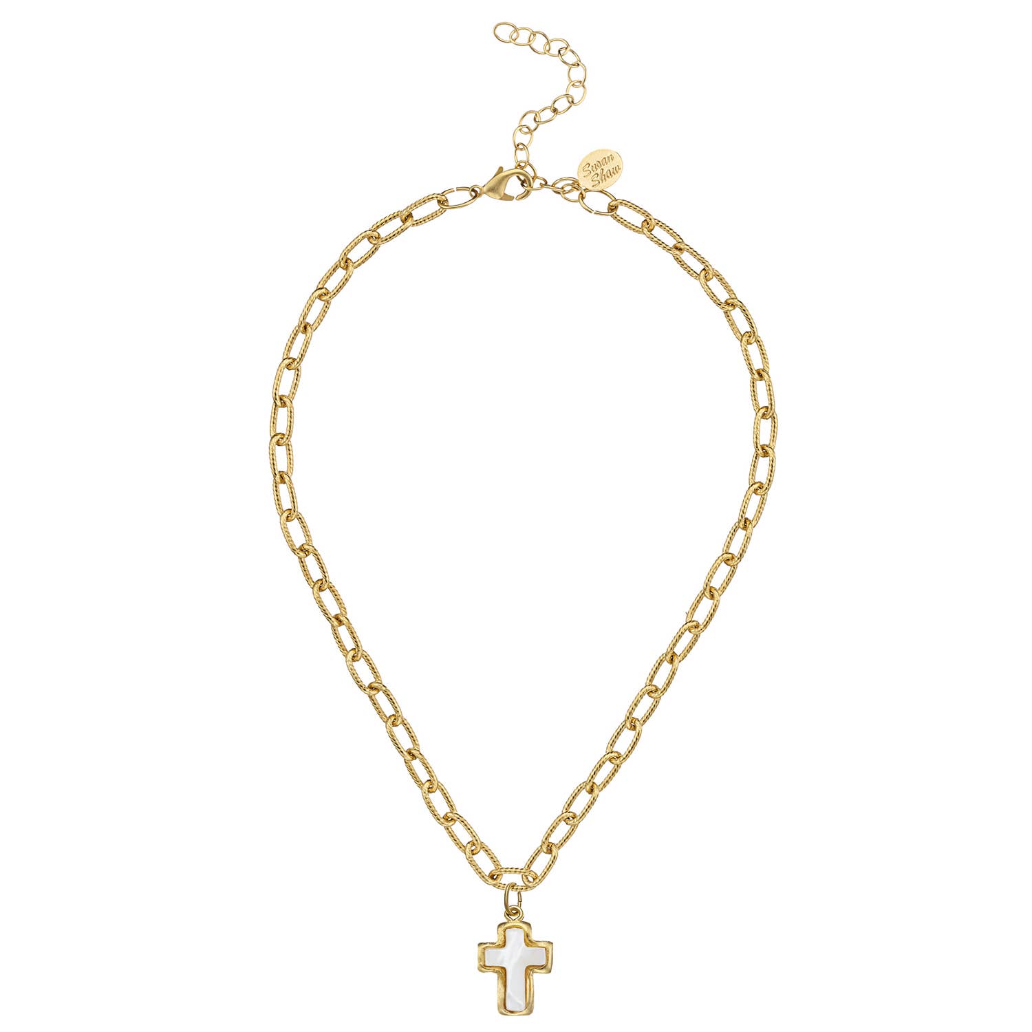 Mother of Pearl Cross Necklace by Susan Shaw