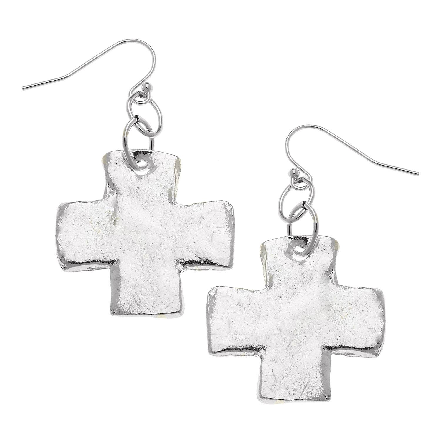 Silver Cross Earrings by Susan Shaw