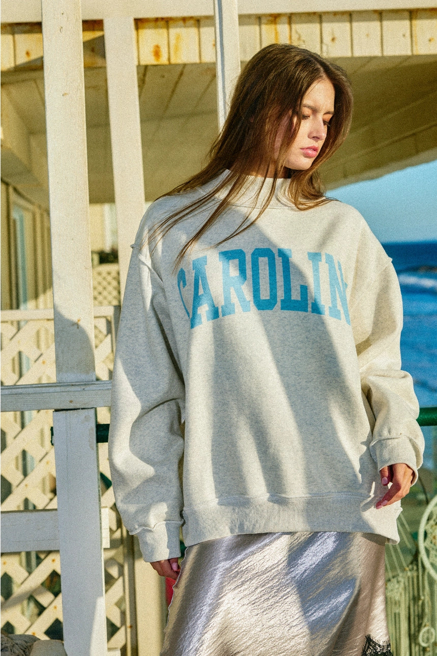 Carolina Print Reversible Mock-Neck Sweatshirt