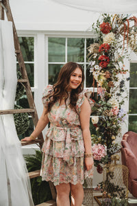 Floral Eyelet Lace Tiered Dress