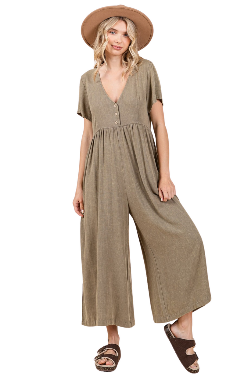 fall/ olive jumpsuit/ wide legged 