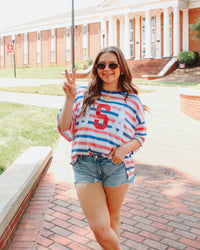 USA Oversized Patch Stripe Tee