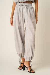 Textured Drawstring Hem Barrel Pants