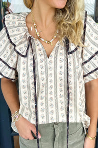 Take A Stroll Ruffled Top by Entro*Final Sale