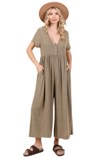 fall/ olive jumpsuit/ wide legged 