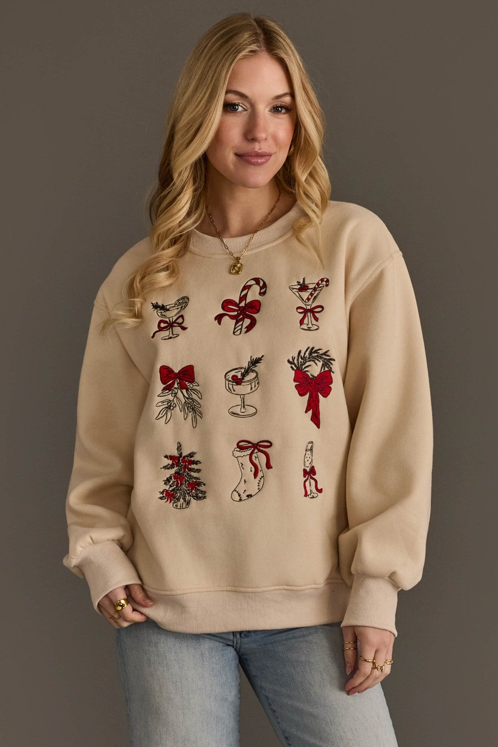 Merry & Bright Embroidered Sweatshirt