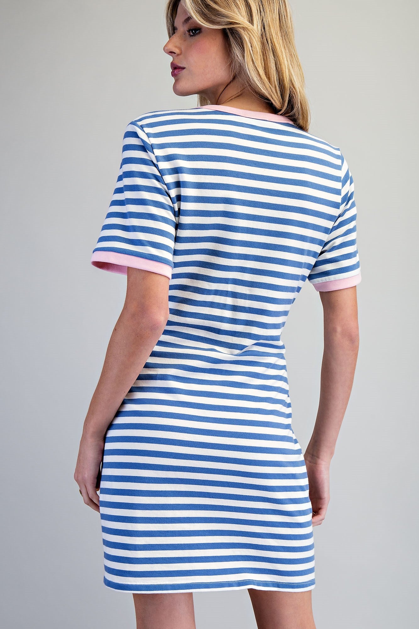 Striped Waist Tie Mini Dress