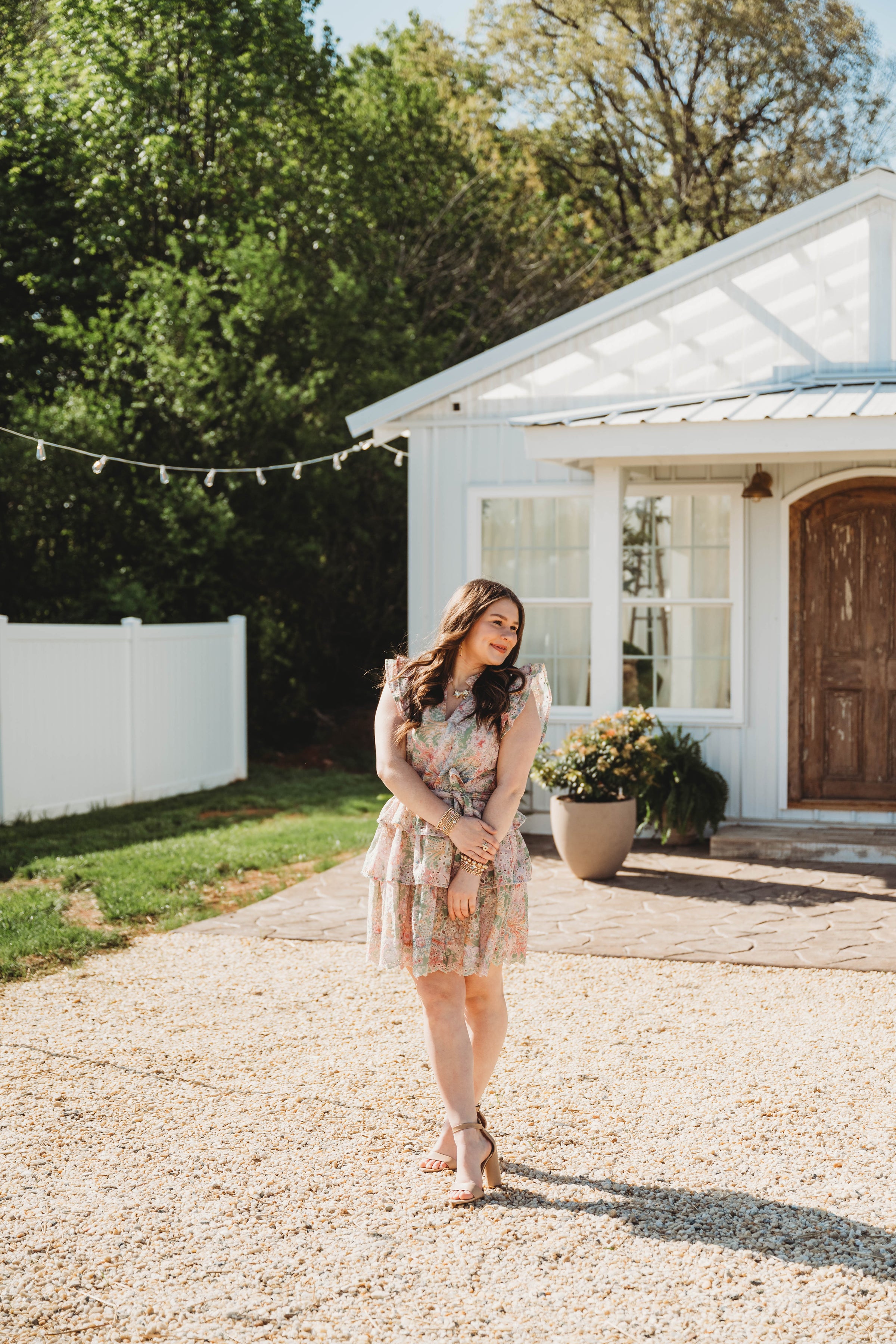 Floral Eyelet Lace Tiered Dress