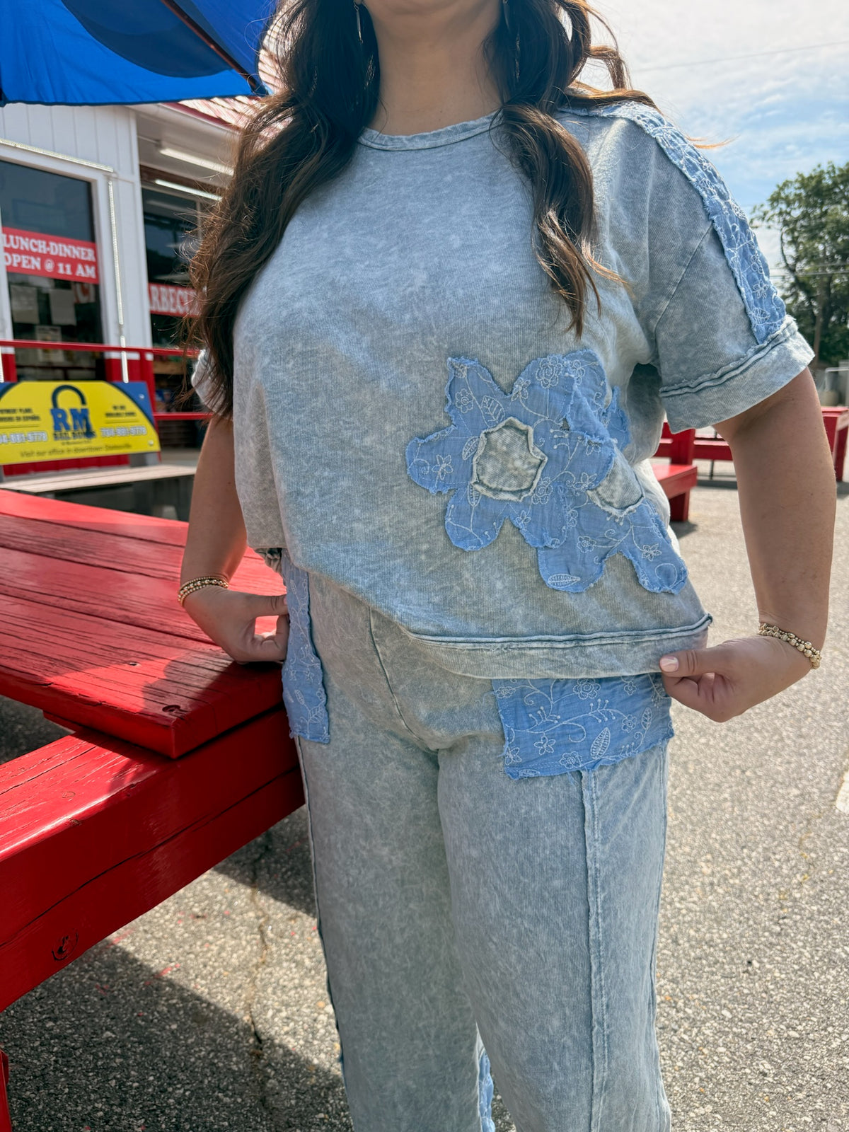 Mineral Washed Floral Denim Tops & Pants *Items Sold Separately *Final Sale*