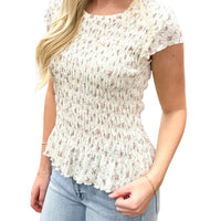 Floral Print Smocked Top for Women