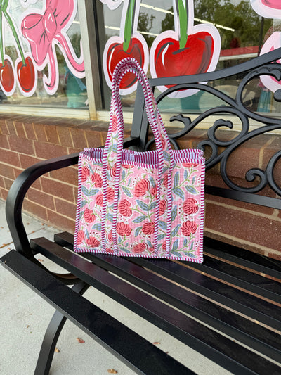 Quilted Floral Mini Tote