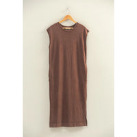 Mineral Wash Cap Sleeve Midi Dress