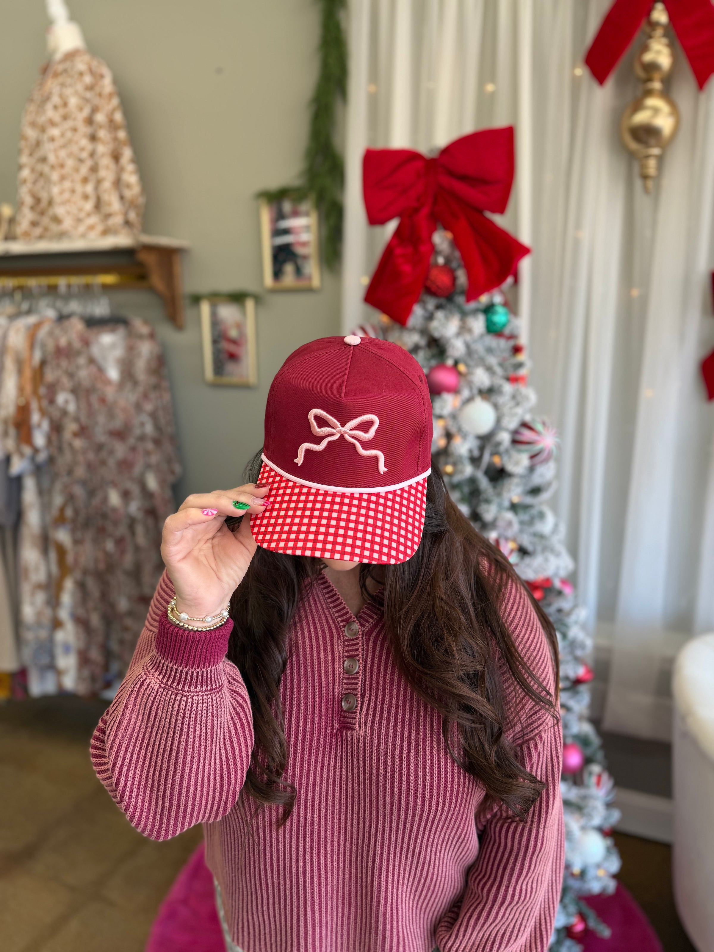 Burgundy Bow Hat