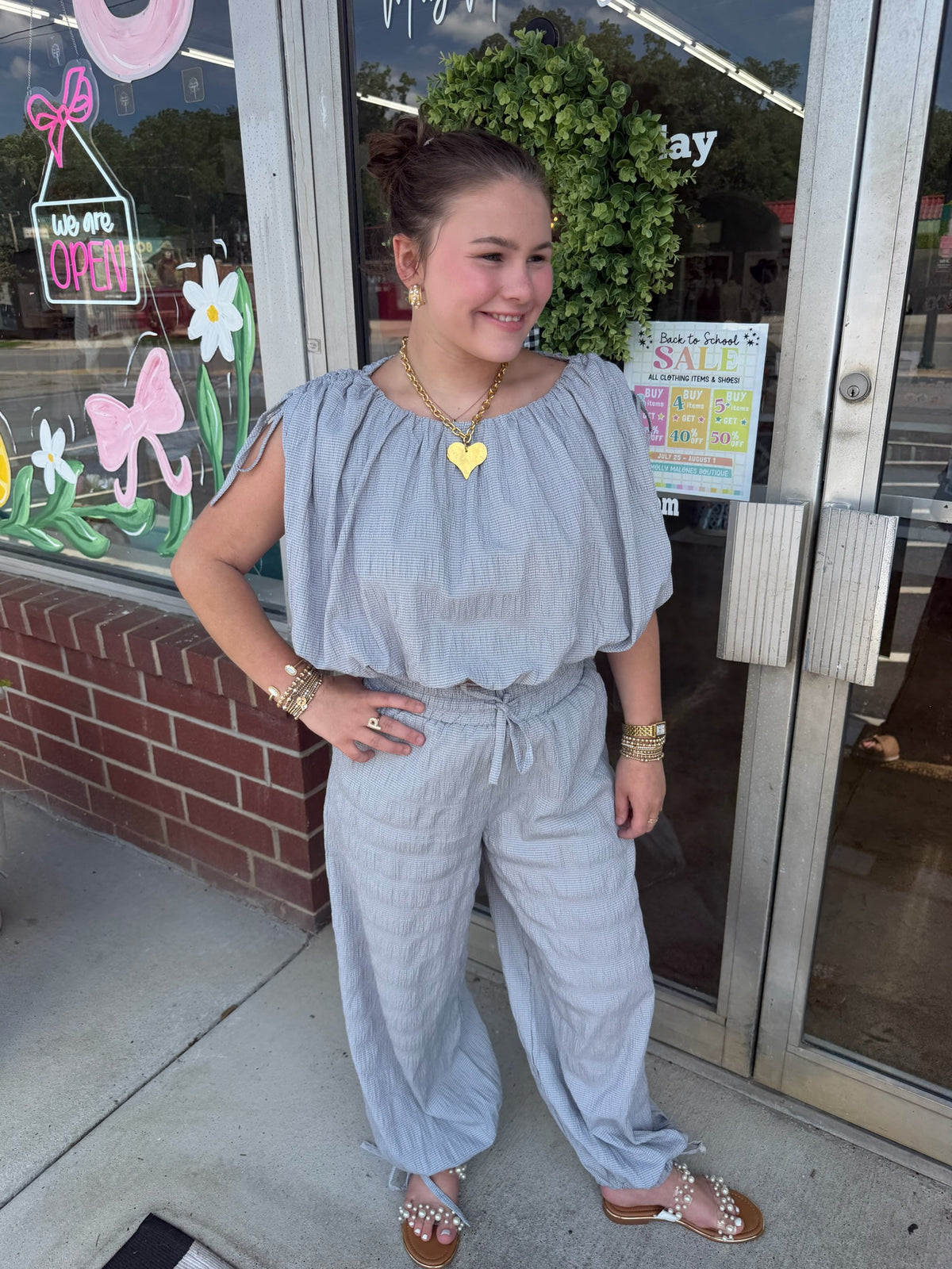 Textured Drawstring Shoulder Crop Top