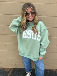 Jesus Embroidered Mock Neck Sweatshirt