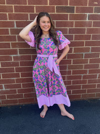 Botanical Print Midi Dress
