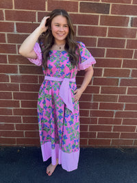 Botanical Print Midi Dress