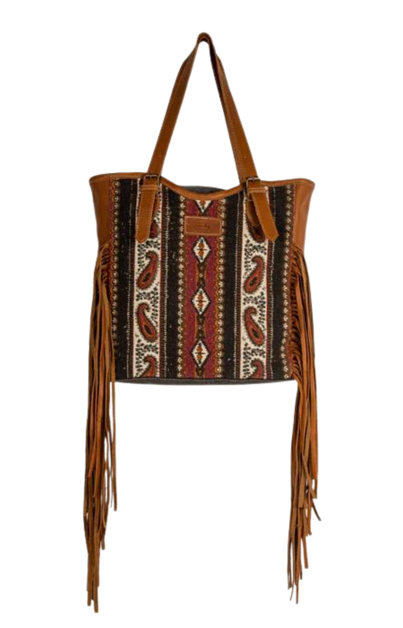 Mojave Paisley Fringed Tote Bag- Myra /mra fringe bag/ aztec/ fringe/ fun 