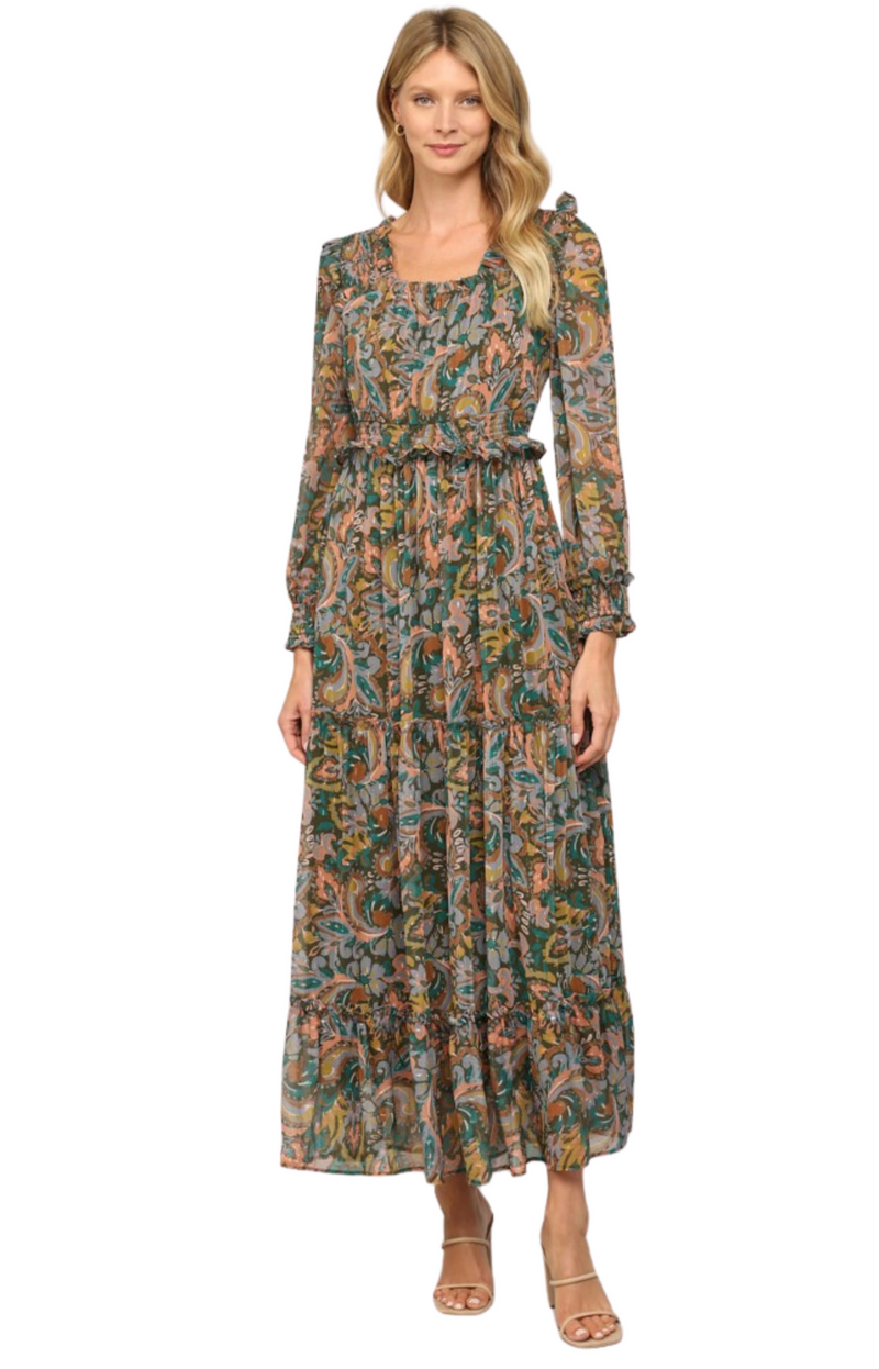 the mindy dress/ paisley print/fall /cute /trendy